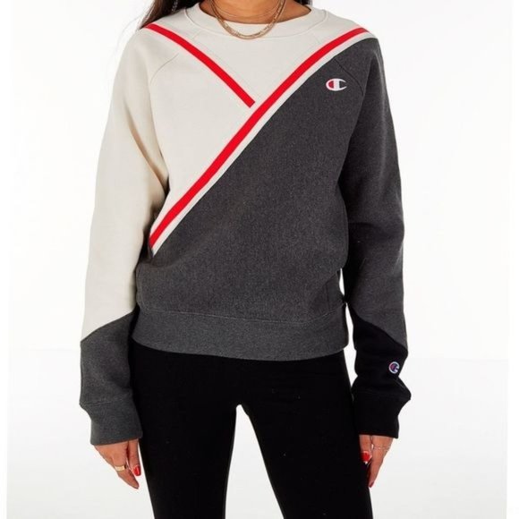 Champion Women's Reverse Weave Colorblock Varsity Pullover Sweatshirt Size Small - Picture 3 of 12